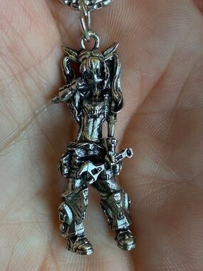 NEW Sexy Mechanic Silver Tone Anime Girl wrench Pendant Necklace Punk cyberpunk